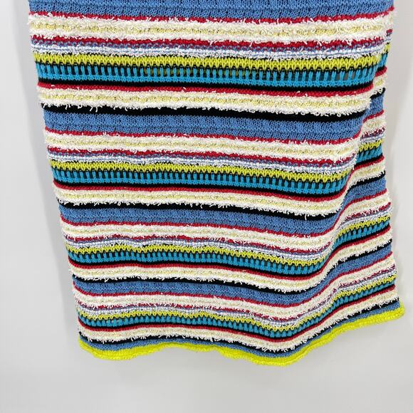 STAUD | Annabella Crochet Knit Striped Halterneck Maxi Dress in Pacific Reef S - Picture 7 of 11